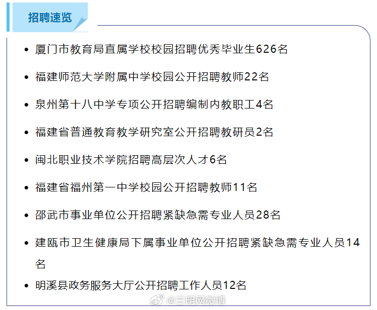 屏南县最新招聘信息汇总