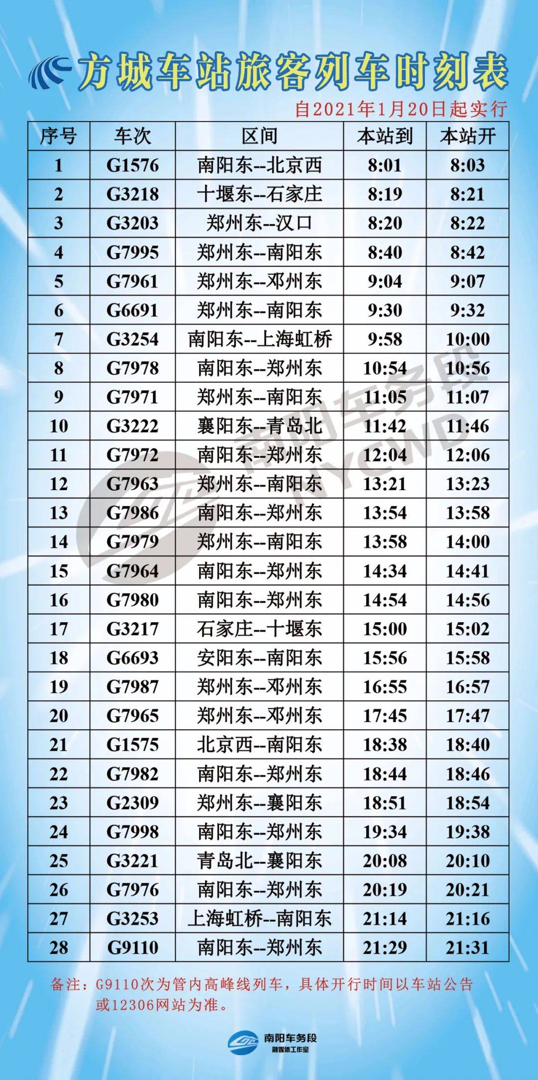 K239次列车最新时刻表